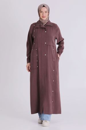 Büyük Beden Tesettür Ferace 28079 Soft Mürdüm