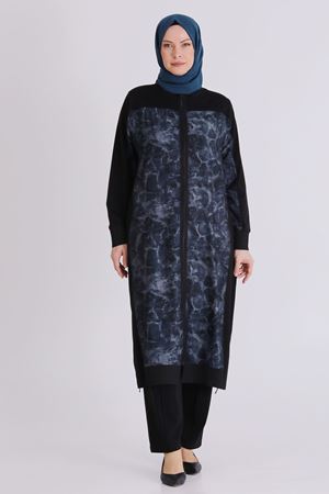 Büyük Beden Tesettür Pantolonlu Takım 35148 Siyah