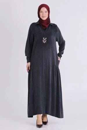 Büyük Beden Tesettür Elbise 75009 Siyah