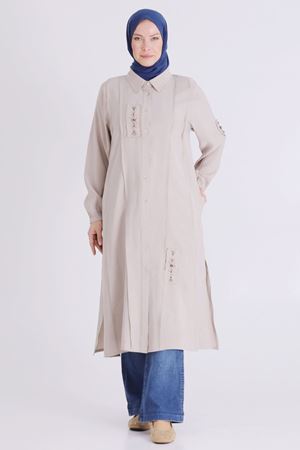 Büyük Beden Tesettür İşlemeli Tunik 2359 Taş