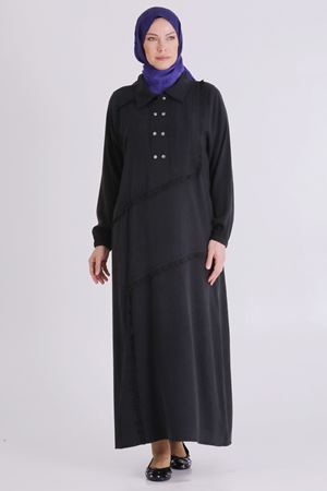 Büyük Beden Tesettür Elbise 7524 Siyah