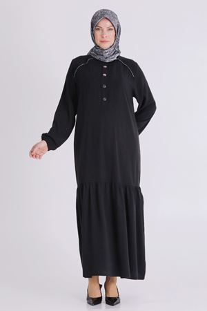 Büyük Beden Tesettür Elbise 7525 Siyah