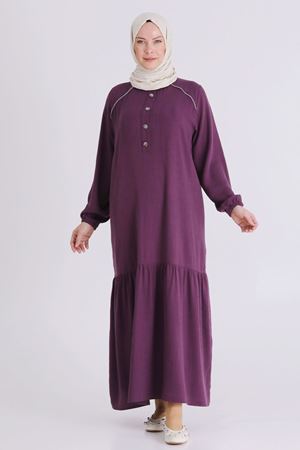 Büyük Beden Tesettür Elbise 7525 Vişne