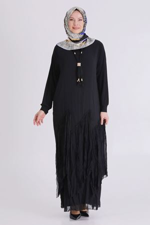 Büyük Beden Tesettür Elbise 7526 Siyah