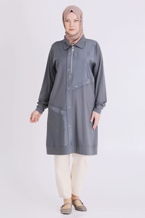 Büyük Beden Tesettür Tunik 2071 Kül Rengi