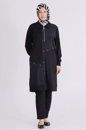Büyük Beden Tesettür Tunik 2071 Siyah