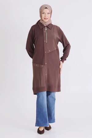 Büyük Beden Tesettür Tunik 2071 Kahve