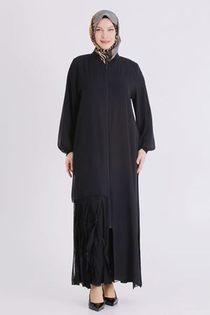 Büyük Beden Tesettür Ferace 2830 Siyah