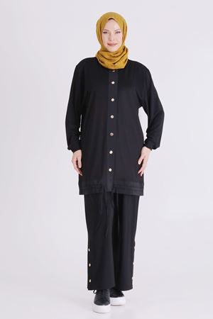 Büyük Beden Tesettür Pantolonlu Takım 3558 Siyah