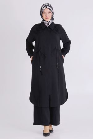 Büyük Beden Tesettür Pantolonlu Takım 35149 Siyah