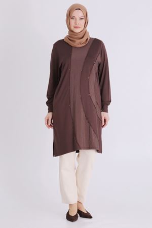 Büyük Beden Tesettür Tunik 2070 Kahve
