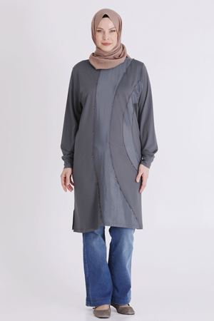 Büyük Beden Tesettür Tunik 2070 Kül Rengi