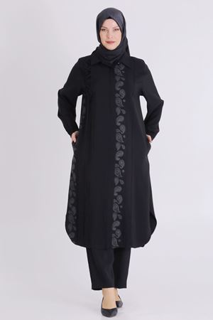 Büyük Beden Tesettür Pantolonlu Takım 35142 Siyah
