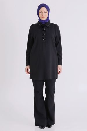 Büyük Beden Tesettür Tunik 23038 Siyah