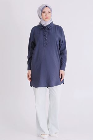 Büyük Beden Tesettür Tunik 23038 İndigo