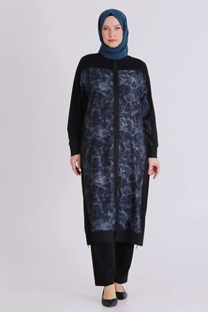 Büyük Beden Tesettür Pantolonlu Takım 35148 Siyah