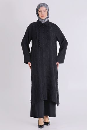 Büyük Beden Tesettür Pantolonlu Takım 35147 Siyah