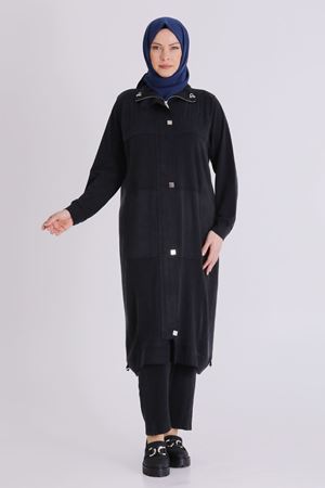 Büyük Beden Tesettür Pantolonlu Takım 35145 Siyah