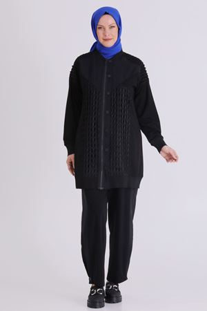 Büyük Beden Tesettür Pantolonlu Takım 35144 Siyah