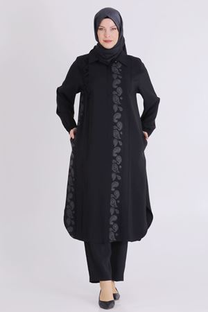 Büyük Beden Tesettür Pantolonlu Takım 35142 Siyah