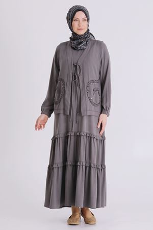 Büyük Beden Tesettür İkili Takım 4004 Duman Gri