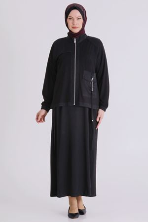 Büyük Beden Tesettür İkili Takım 40014 Siyah