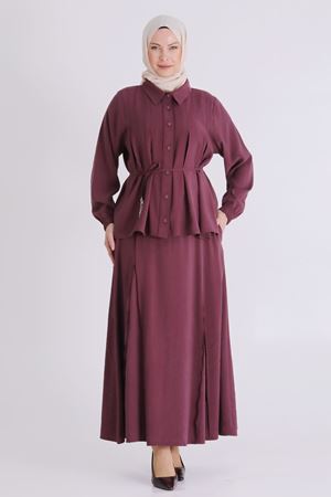 Büyük Beden Tesettür Etekli Takım 3801 Dut