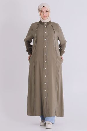 Büyük Beden Tesettür Ferace 2828 Haki