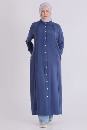 Büyük Beden Tesettür Ferace 2828 İndigo
