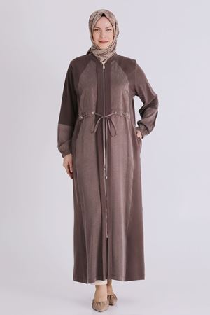 Büyük Beden Tesettür Ferace 28082 Kahve