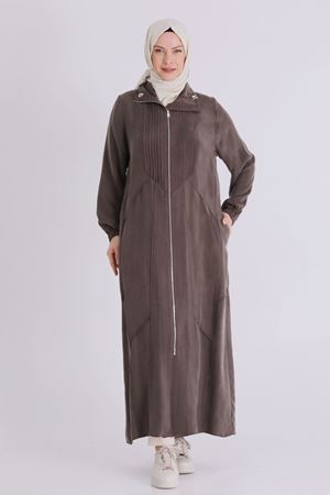 Büyük Beden Tesettür Cupro Ferace 28083 Koyu Vizon 