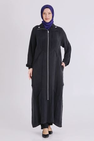 Büyük Beden Tesettür Cupro Ferace 28083 Siyah