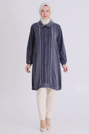 Büyük Beden Tesettür Tunik 20138 Lacivert