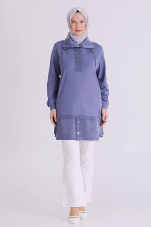 Büyük Beden Tesettür Tunik 20136 Morcivert