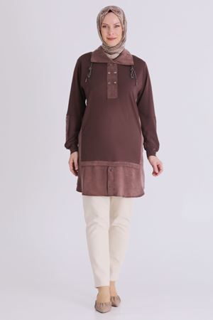 Büyük Beden Tesettür Tunik 20136 Kahve