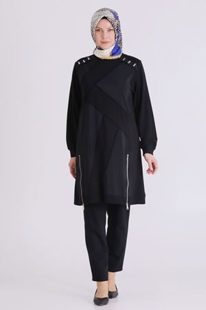 Büyük Beden Tesettür Tunik 20135 Siyah