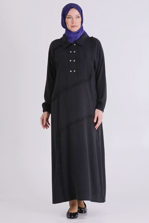 Büyük Beden Tesettür Elbise 7524 Siyah