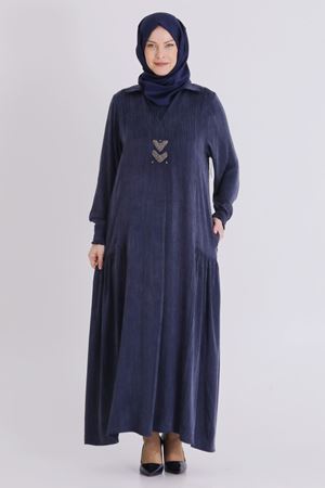 Büyük Beden Tesettür Elbise 75009 Lacivert