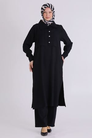 Büyük Beden Tesettür Pantolonlu Takım 3560 Siyah