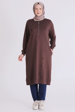 Büyük Beden Tesettür Tunik 2072 Kahve