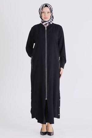 Büyük Beden Tesettür Ferace 2829 Siyah