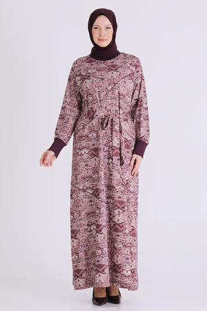 Büyük Beden Tesettür Elbise 7529 Vişne