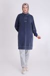 Büyük Beden Tesettür Örme Lyocell Spor Tunik 20119 Lacivert