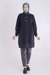 Büyük Beden Tesettür Örme Lyocell Spor Tunik 20119 Siyah