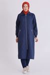 Büyük Beden Tesettür Kapitone Kap 2551 Lacivert