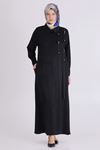 Büyük Beden Tesettür Taşlı Ferace 28080 Siyah
