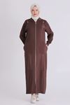Büyük Beden Tesettür Ferace 28081 Kahve