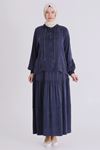 Büyük Beden Tesettür Etekli Takım 38003 Lacivert
