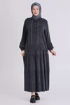 Büyük Beden Tesettür Etekli Takım 38003 Siyah