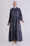 Büyük Beden Tesettür Elbise 75008 Lacivert